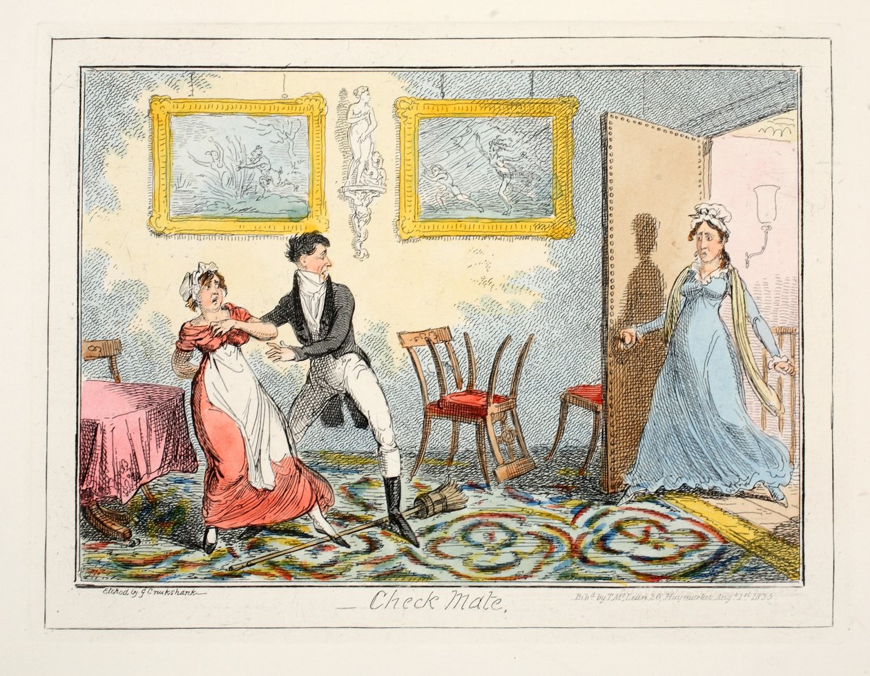 Check Mate, 1835 (käsinvärinen kaiverrus) tekijältä George Cruikshank