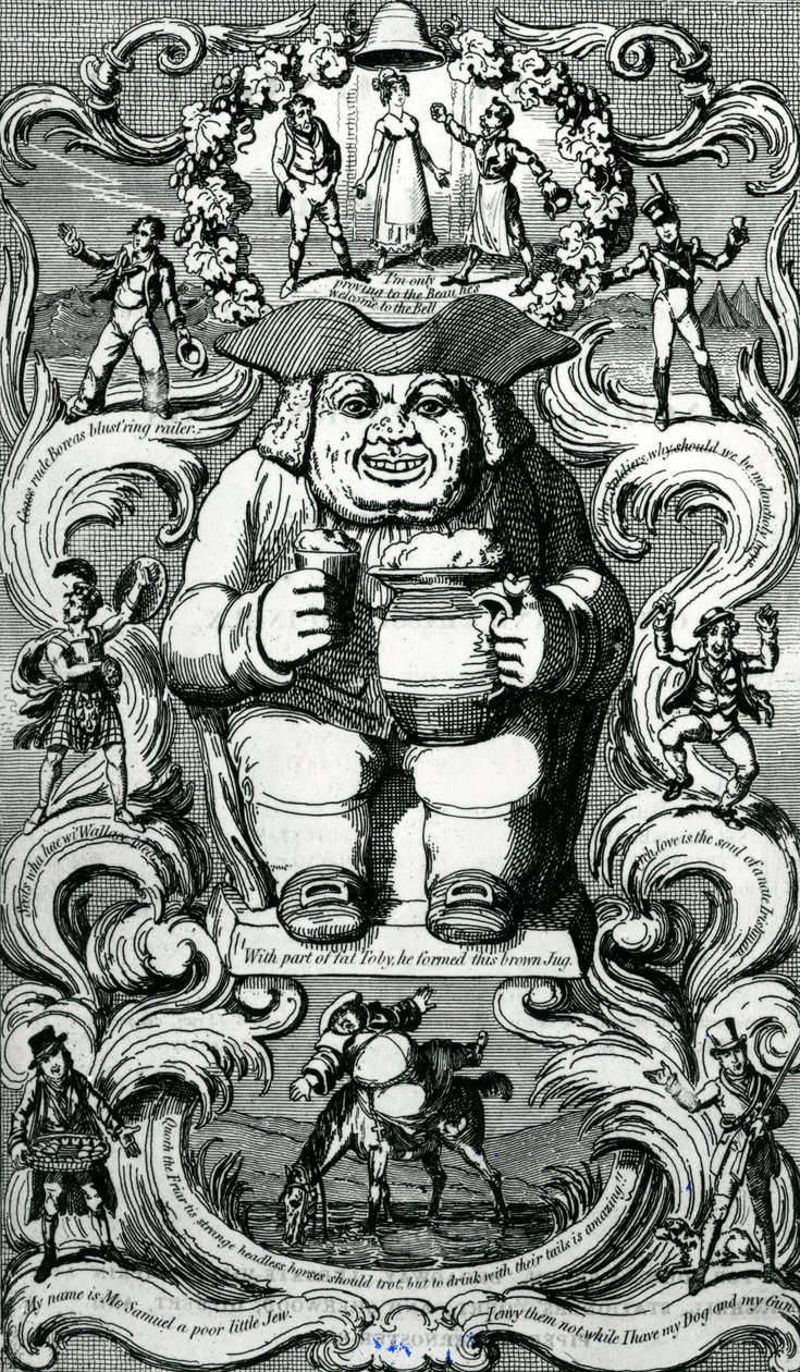 Etukappale "Universal Songster" -museosta Mirta Vol I, 1825 tekijältä George Cruikshank
