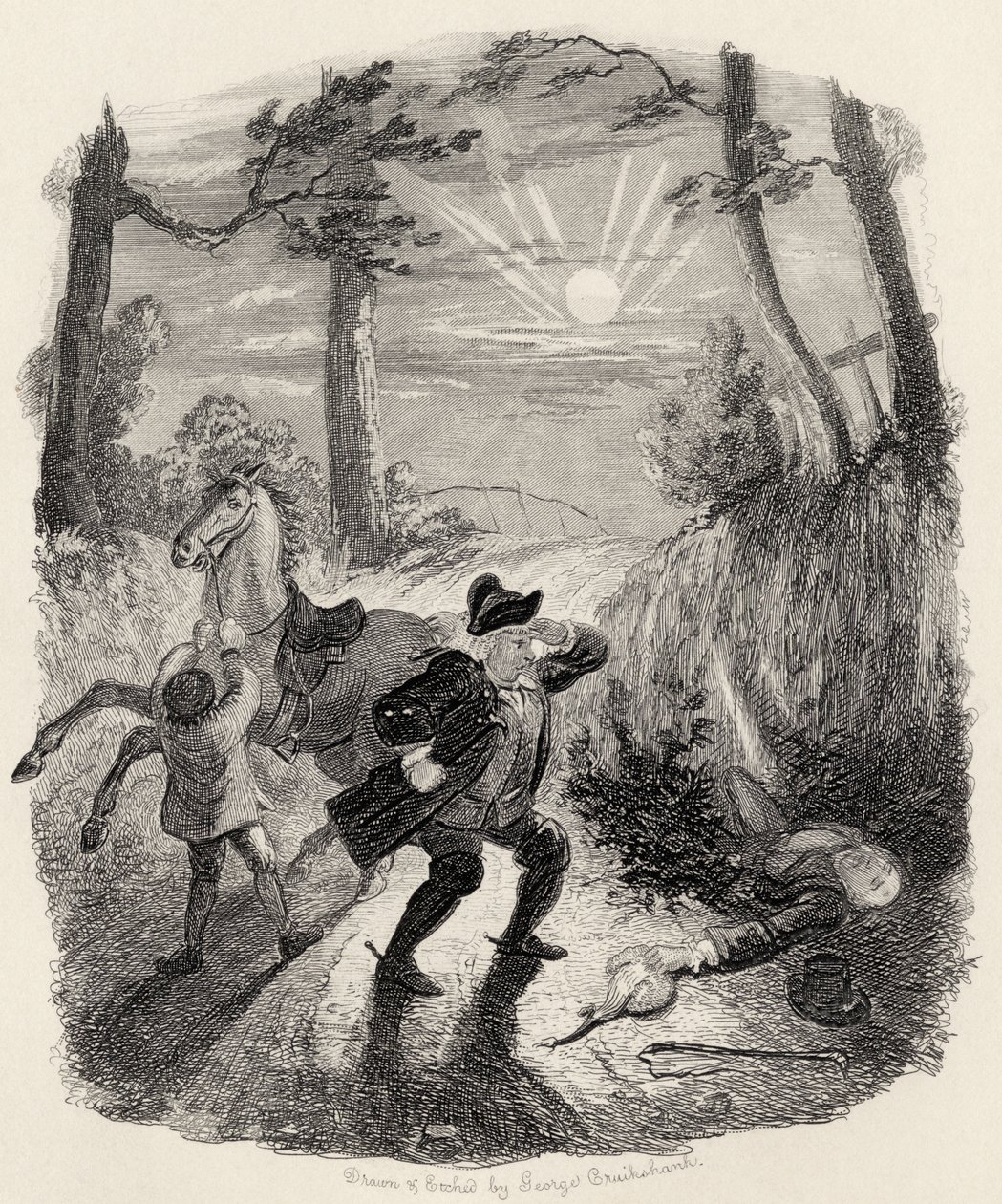 Jerry Jarvisin peruukki Thomas Ingoldsbyn teoksesta The Ingoldsby Legends, julkaisija Richard Bentley und Son, 1887 tekijältä George Cruikshank