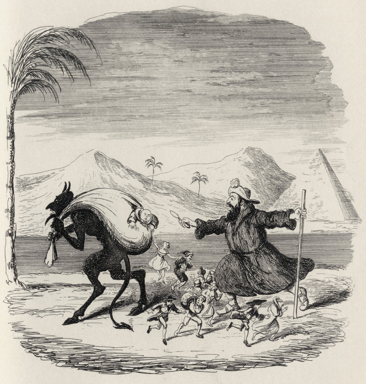 Legend of St. Medard, Thomas Ingoldsbyn teoksesta "The Ingoldsby Legends", julkaisija Richard Bentley und Son, 1887 tekijältä George Cruikshank