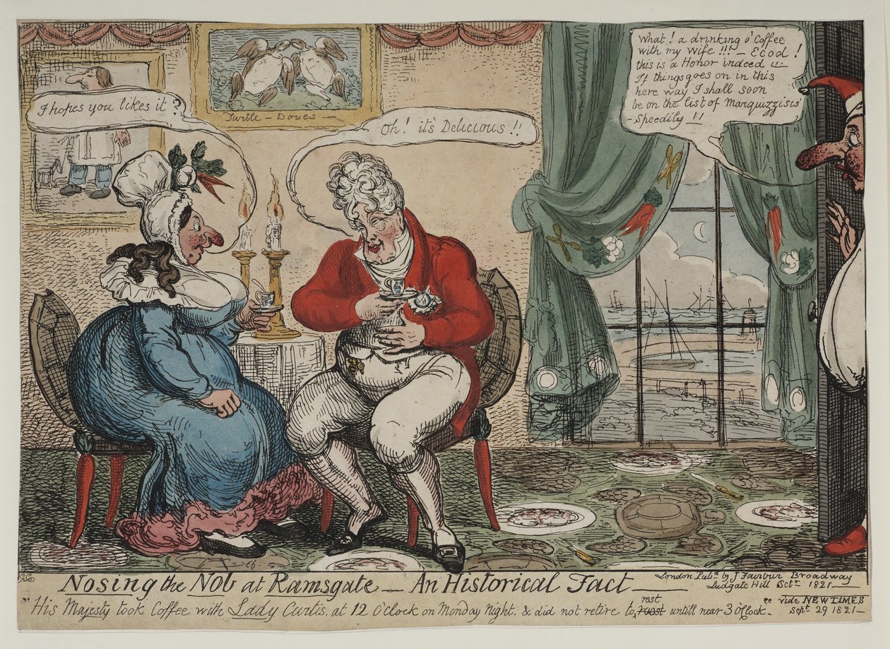 Ramsgaten aatelia nuuskimassa - historiallinen tosiasia, 1821 tekijältä George Cruikshank