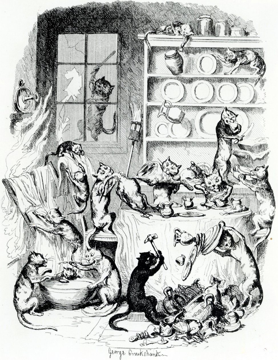 Painokirjan kuvitus, 1847 tekijältä George Cruikshank