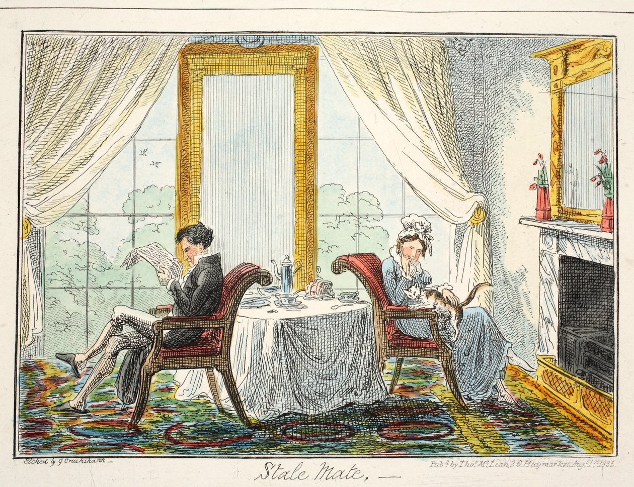 Pattitilanne, pubi. 1835 (käsinvärinen etsaus) tekijältä George Cruikshank