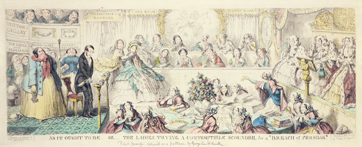 The Breach of Promise - sarjakuva käsinvärinen etsaus tekijältä George Cruikshank