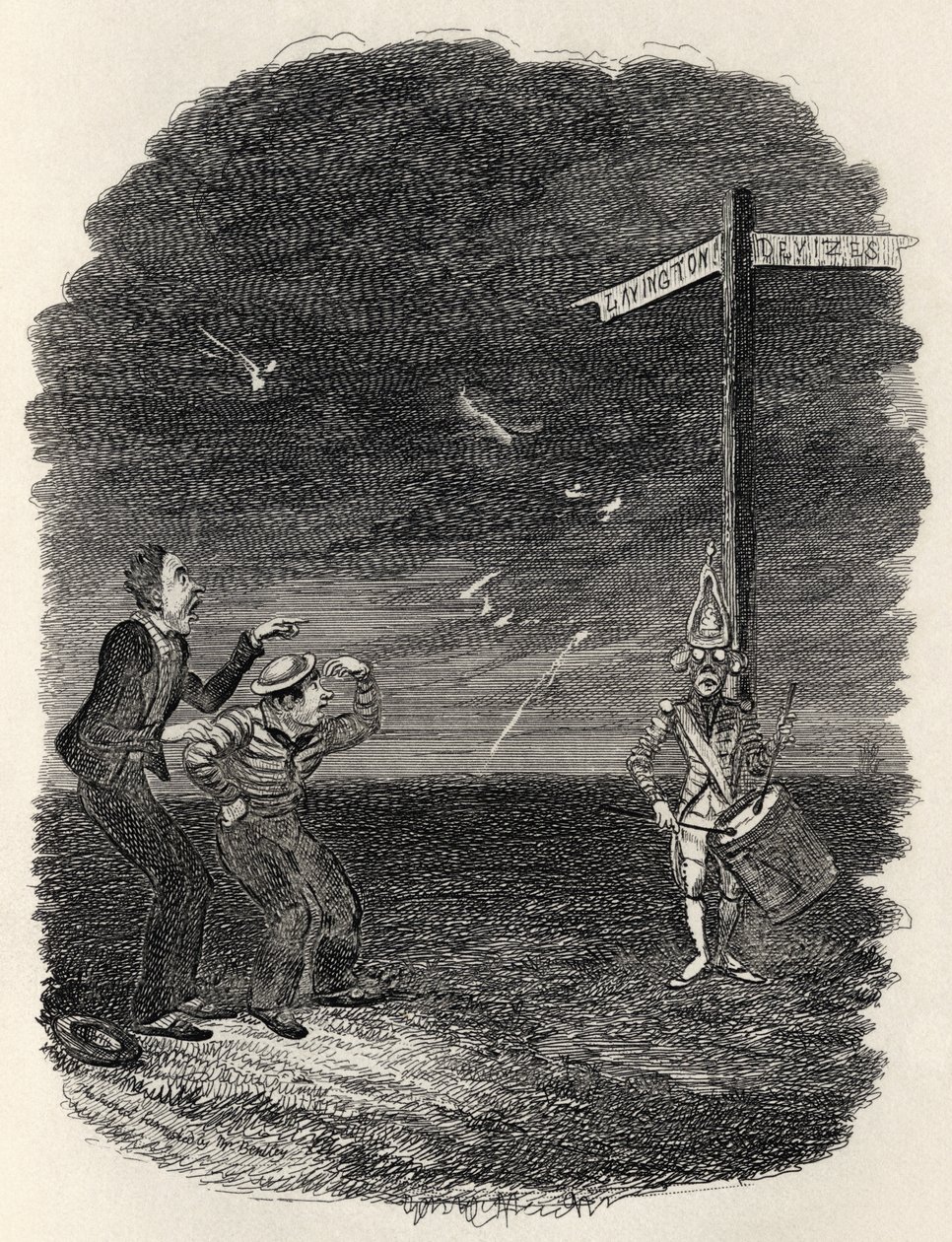 The Dead Drummer, Thomas Ingoldsbyn teoksesta "The Ingoldsby Legends", julkaisija Richard Bentley und Son, 1887 tekijältä George Cruikshank