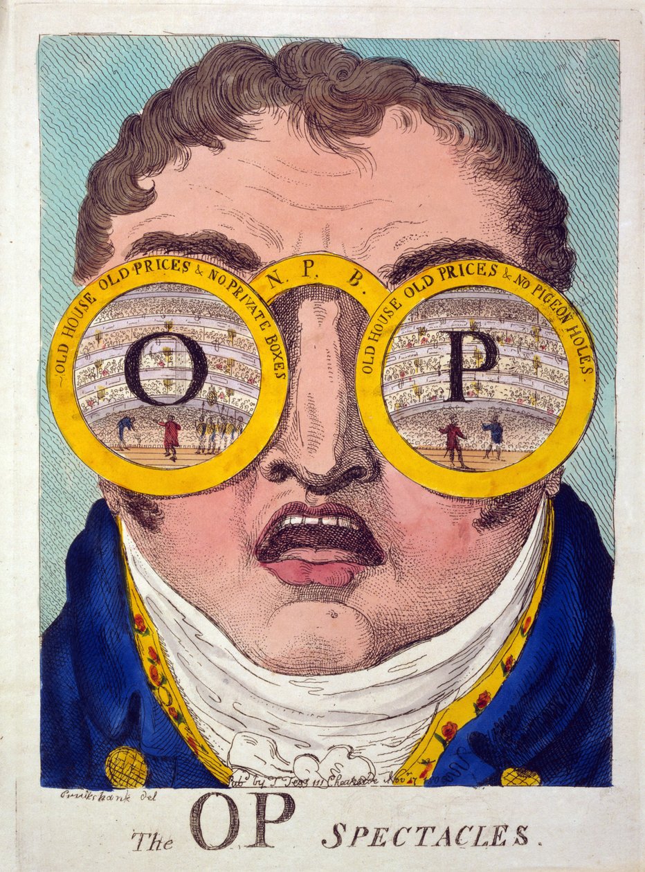 The OP Spectacles, pub. 1809 (käsinvärinen etsaus) tekijältä George Cruikshank
