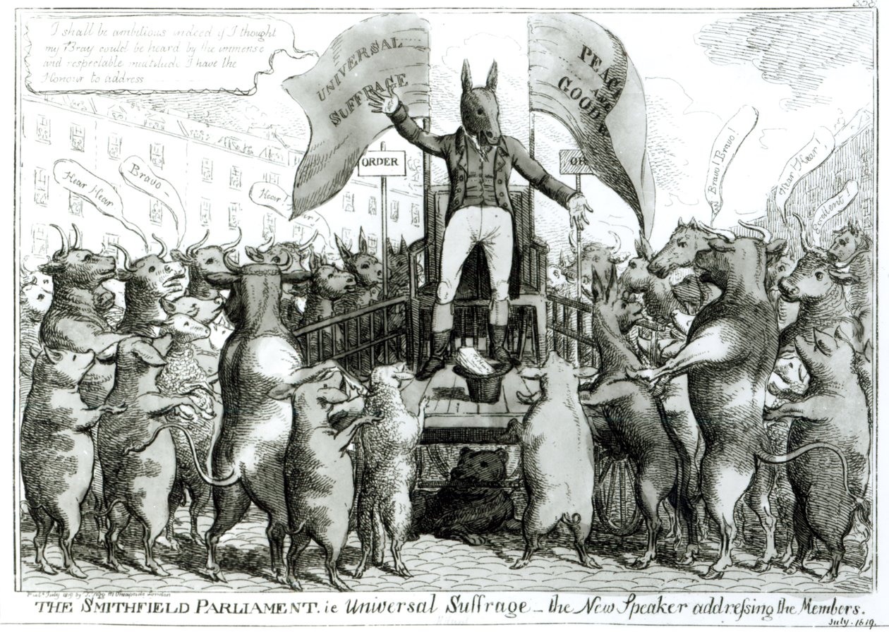 Smithfieldin parlamentti: Thomas Tegg, heinäkuu 1819. tekijältä George Cruikshank