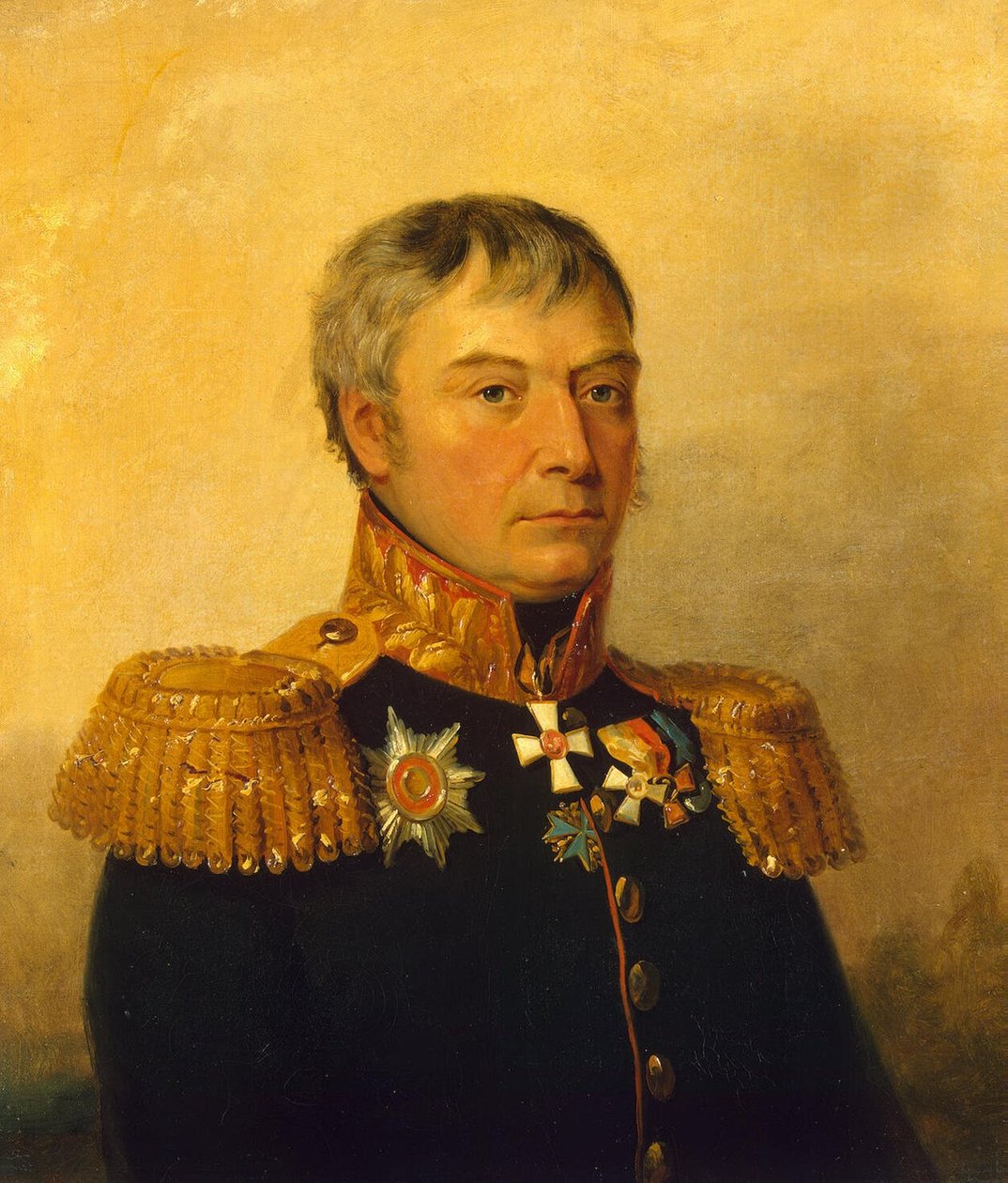 Venäläinen kenraali Apollon Stepanovich Zhemchuzhnikovin muotokuva Talvipalatsin sotilasgalleriassa tekijältä George Dawe