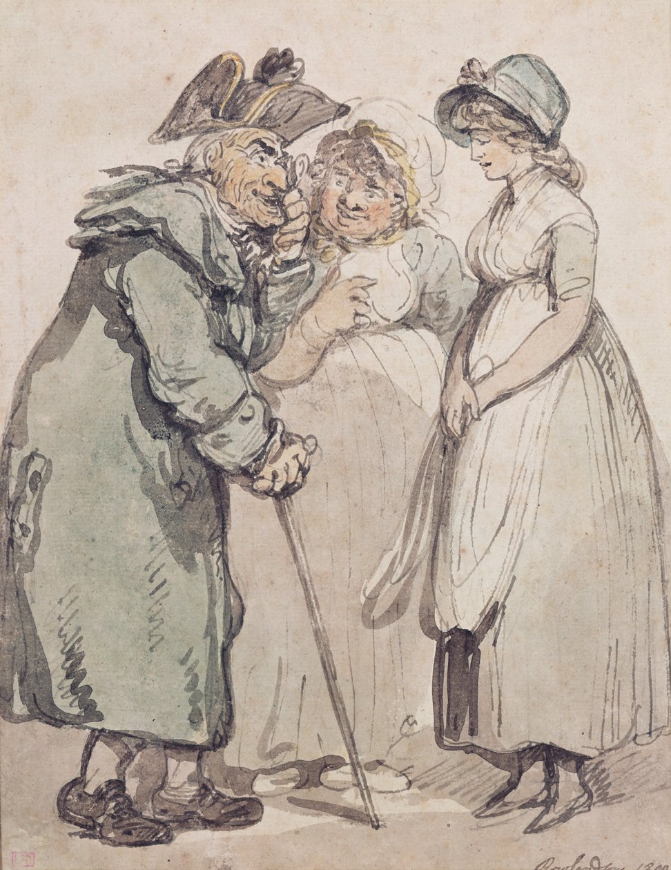 Johdanto, 1800 (kynä ja pesu paperille) tekijältä George Derville Rowlandson