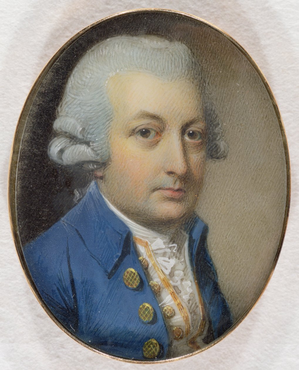 Gentlemanin muotokuva, 1787 (wc ja guassi norsunluun päällä) tekijältä George Engleheart