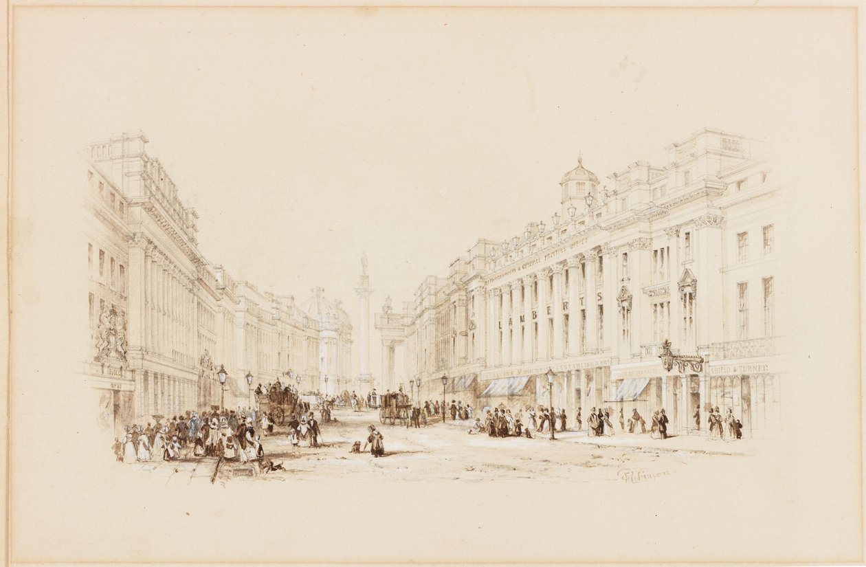 Grey Street, Newcastle (vartalon väri paperille) tekijältä George Finlay Robinson