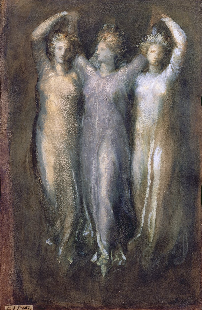 Klassinen tutkimus kolmella naismuodolla (pastelli paperille) tekijältä George Frederick Watts