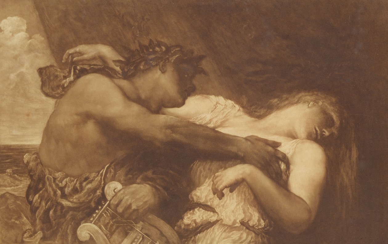 Orpheus ja Eurydice, 1870-72 (mezzotint) tekijältä George Frederick Watts