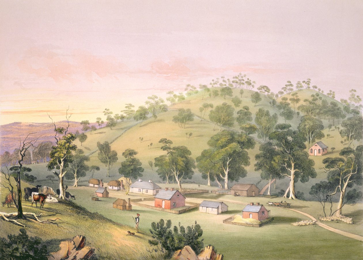 Ilta Angastonissa, Etelä-Australiassa, 1846 tekijältä George French Angas