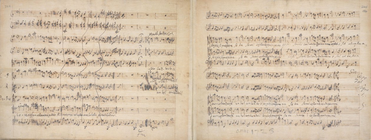 Lopullinen kuoro Giulio Cesare nimikirjoituksen käsikirjoitus Handel tekijältä George Frederick Handel