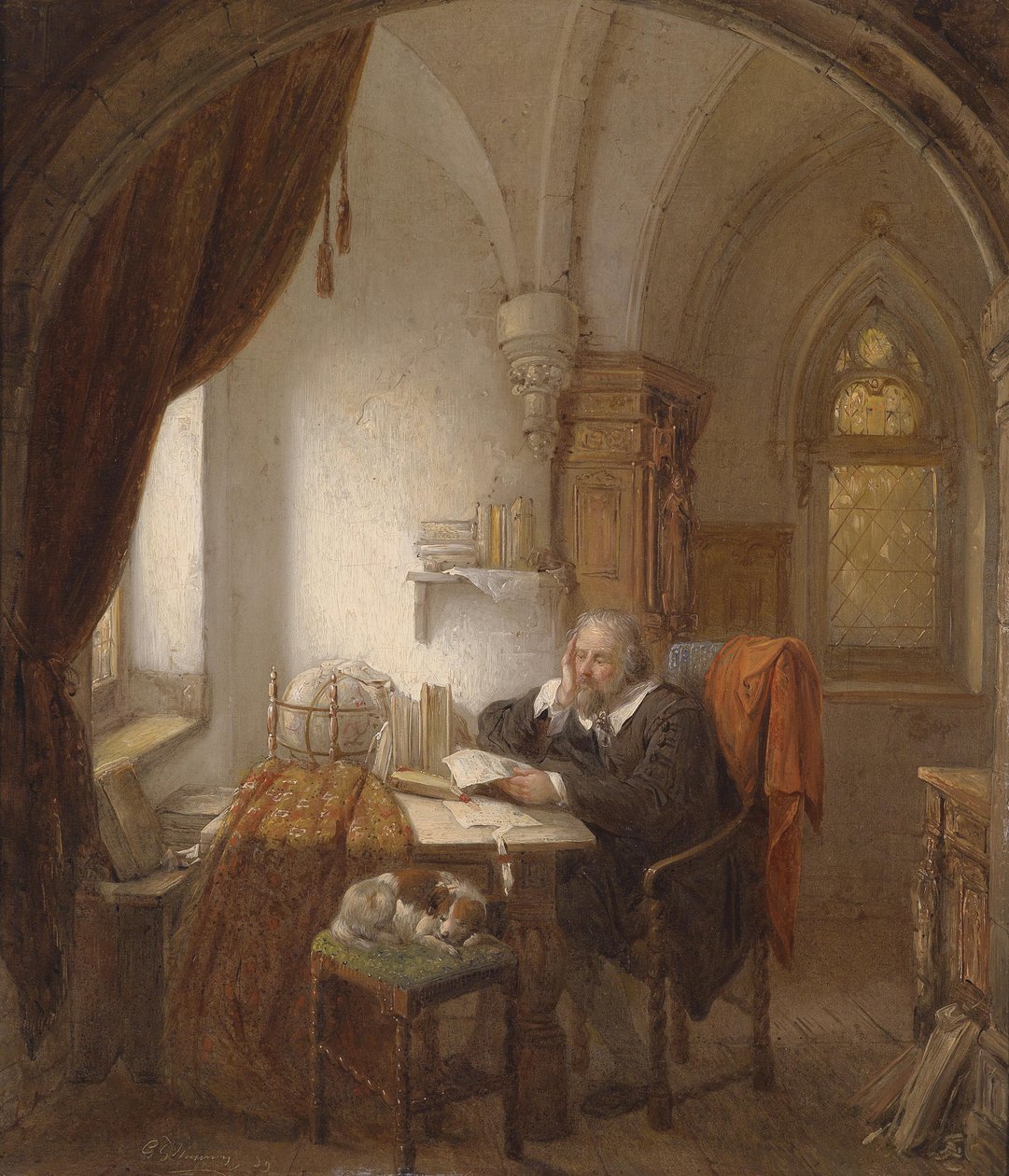 Der Gelehrte, Öl auf Leinwand, 51 x 43,5 cm tekijältä George Gillis Haanen