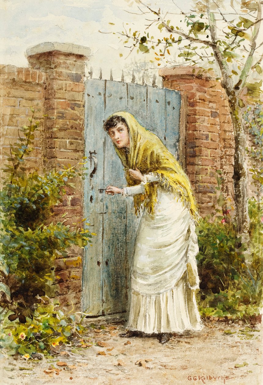 Tyttö portilla tekijältä George Goodwin Kilburne