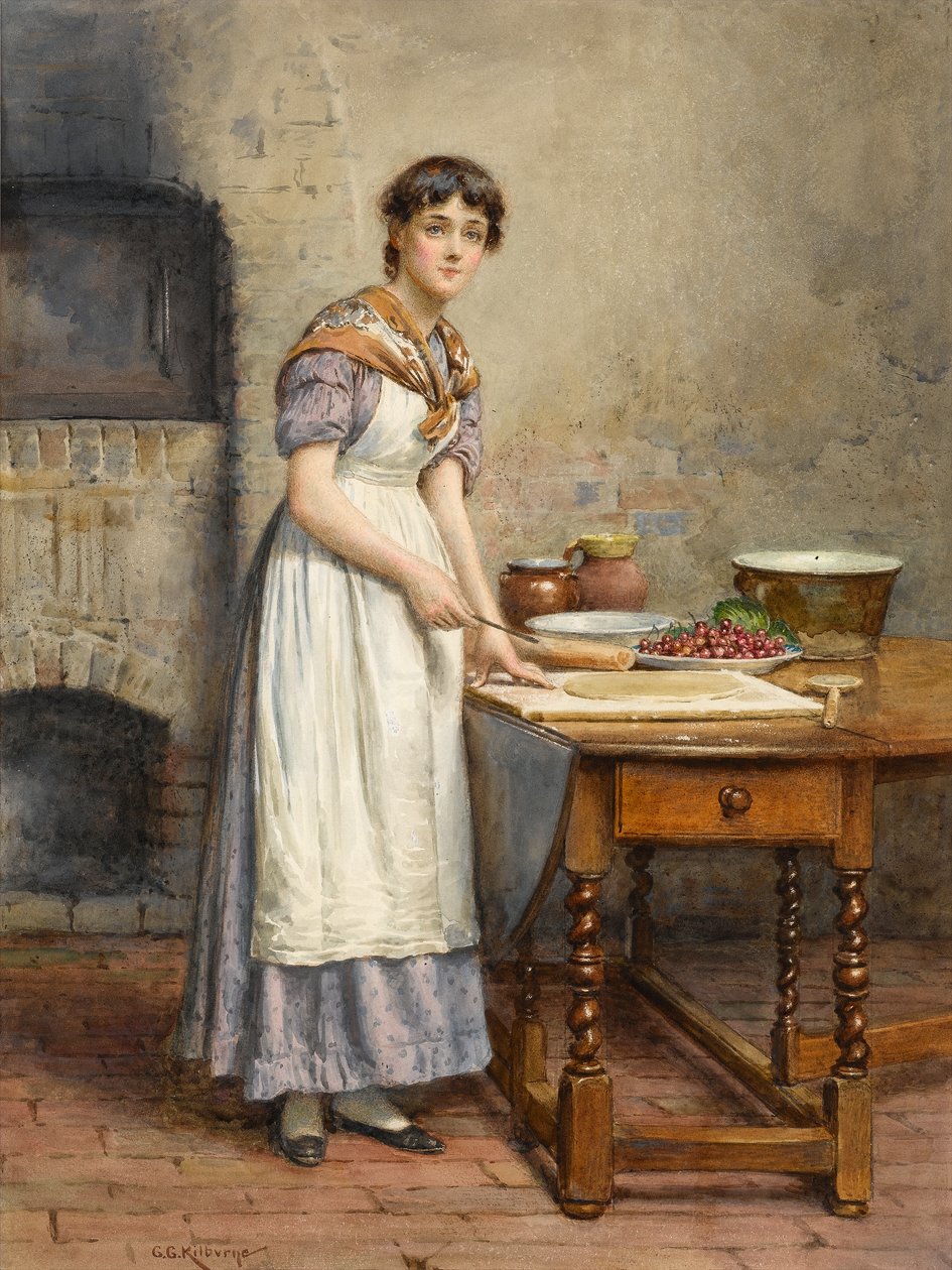 Kirsikkapiirakan tekeminen (wc paperille) tekijältä George Goodwin Kilburne