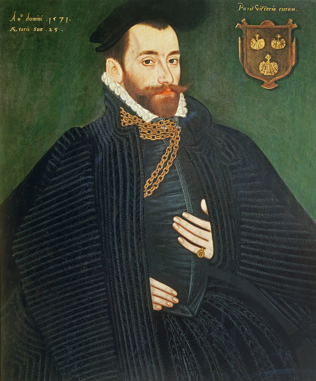 Gentlemanin muotokuva, jota perinteisesti kutsutaan Dacre-perheen jäseneksi, 1571 tekijältä George Gower