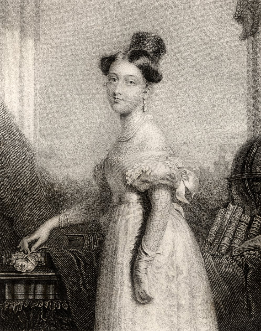 Saksi-Coburgin prinsessa Alexandrina Victoria, J. Cochranin kaiverrus, National Portrait Gallery, osa IV, julkaistu n. 1820 tekijältä George Hayter