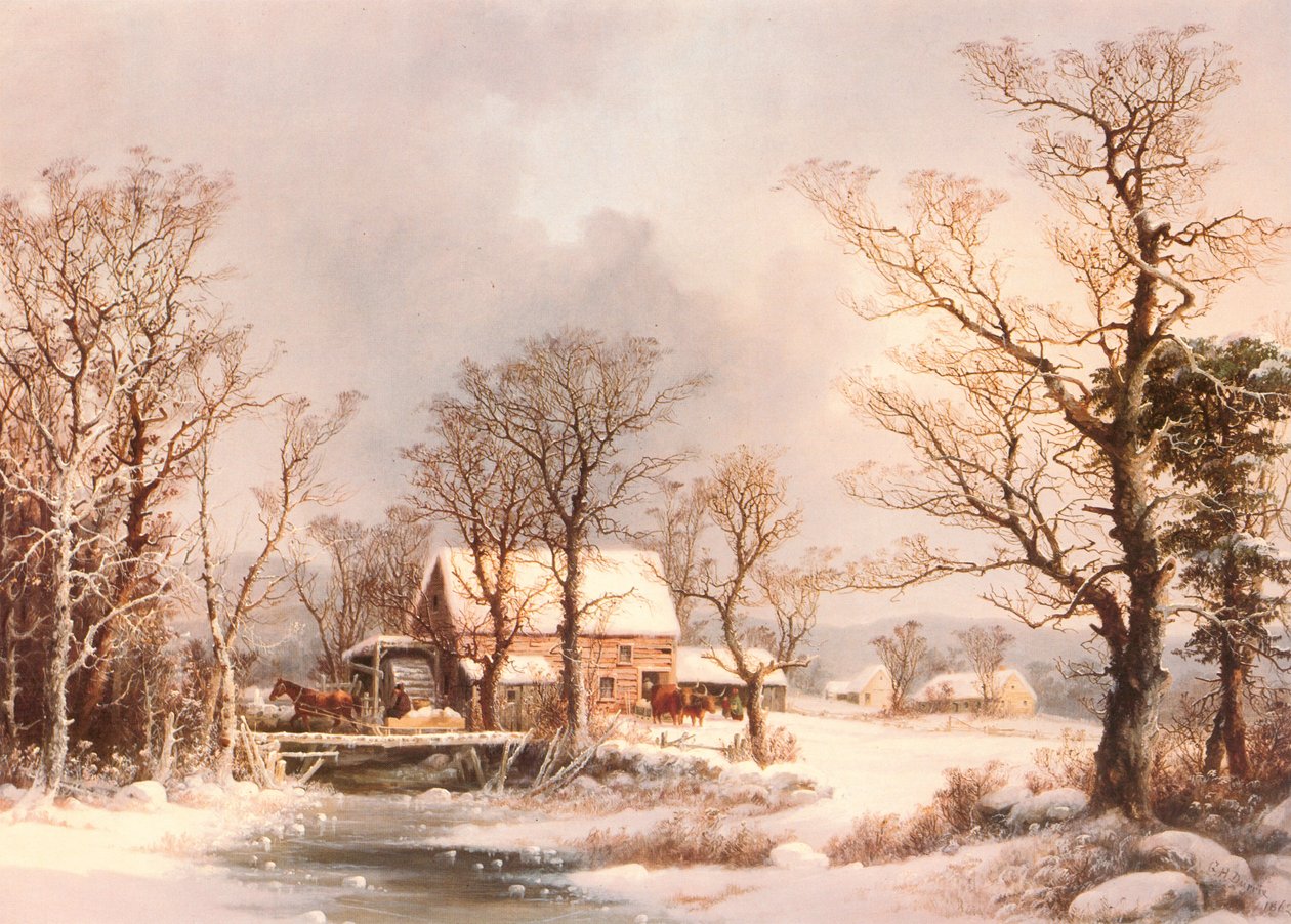Talvi maassa, Vanha Grist Mill tekijältä George Henry Durrie