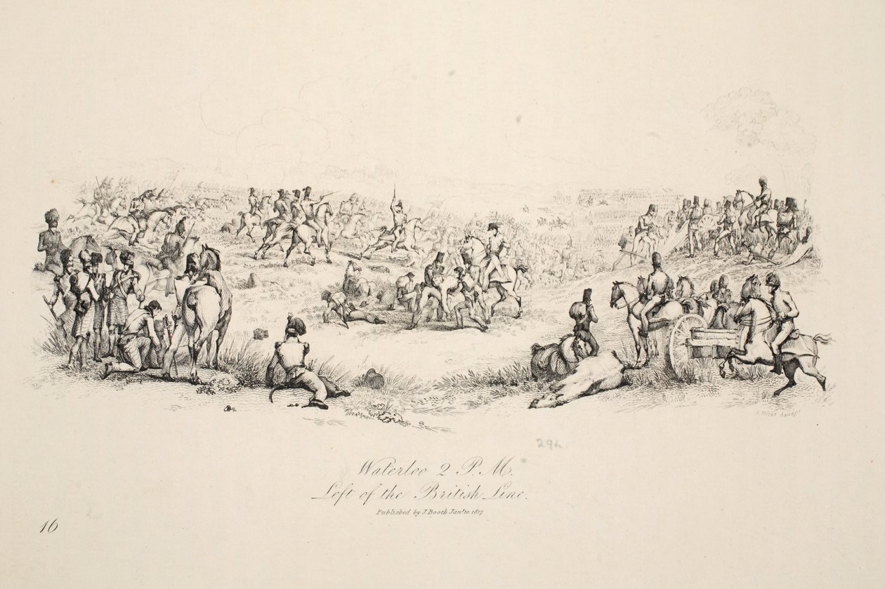 Waterloo, klo 14, British Line vasemmalla, pubi. J. Booth, 1816 tekijältä George Jones