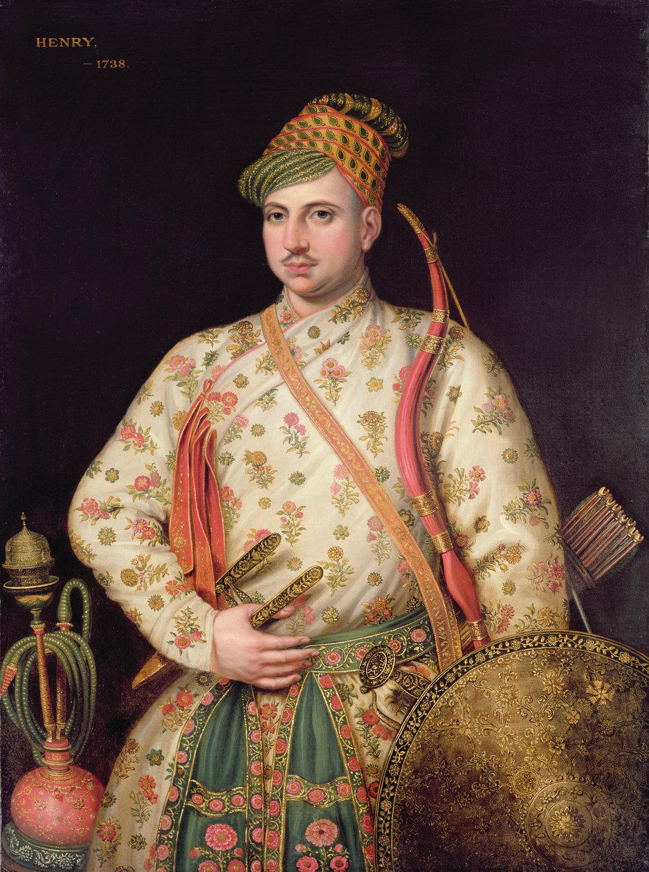 Muotokuva herrasmiehestä Royal Mogul -asussa, 1738 tekijältä George Knapton