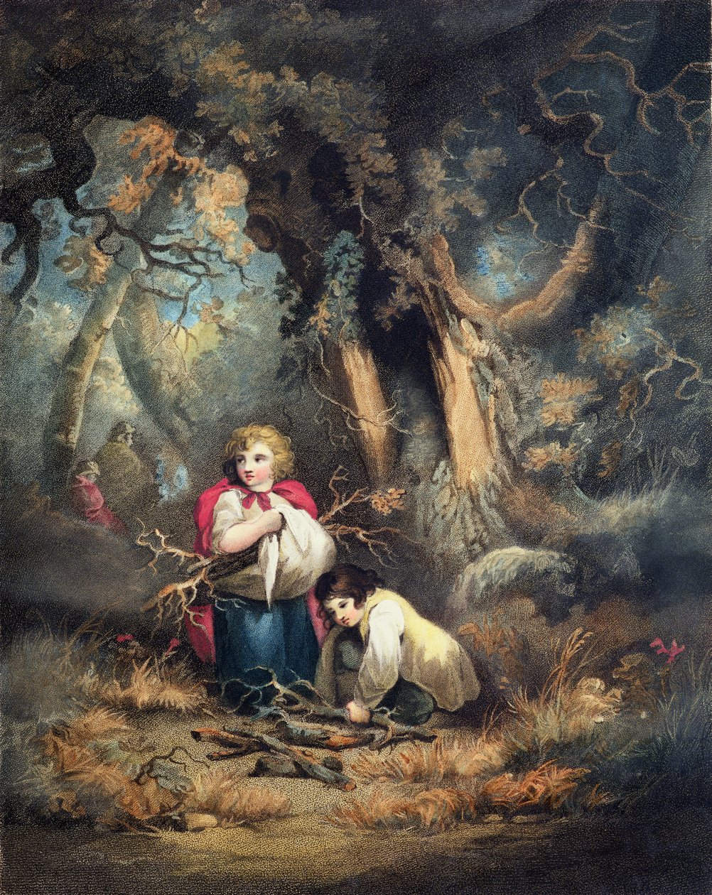 Gathering Wood, kaiverrus R.M. Niityt, pubi. kirjoittanut John Raphael Smith, 1793 (pistekaiverrus) (pari 125532) tekijältä George Morland