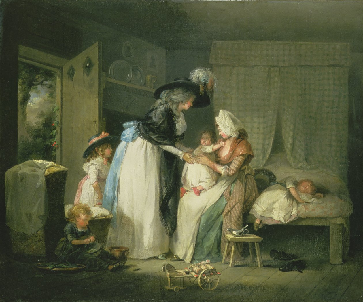 Lapsen käynti hoitajan luona, n.1788 tekijältä George Morland