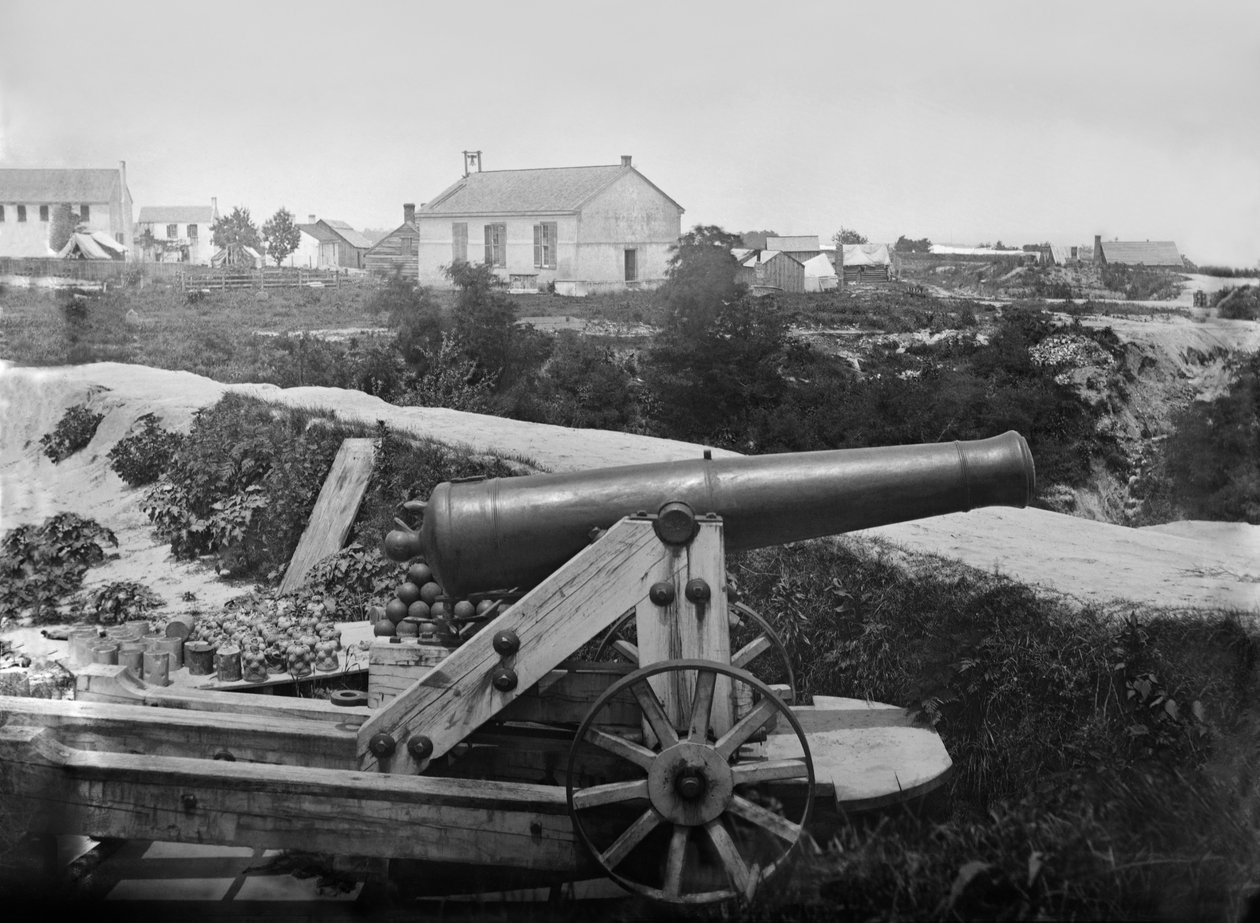 Konfederaation 32 punnan ase vangittiin Yorktownin ulkopuolella Virginiassa n. heinäkuuta 1862 tekijältä George N. Barnard