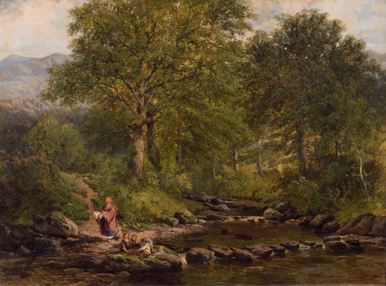 Stepping Stones on the River Rothay, Loughriggin alla, 1857 tekijältä George W. Pettit