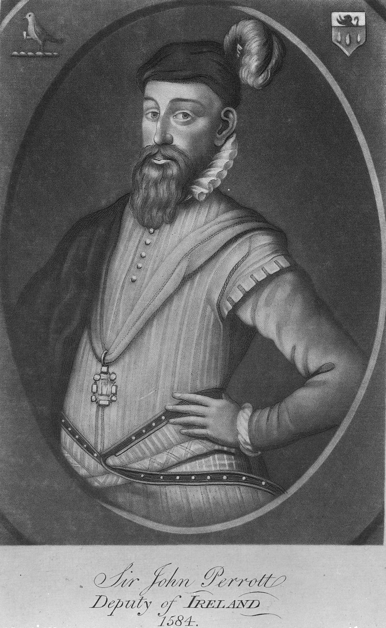 Sir John Perrot, kaiverrus Valentine Green, 1776 (mezzotint) tekijältä George Powle