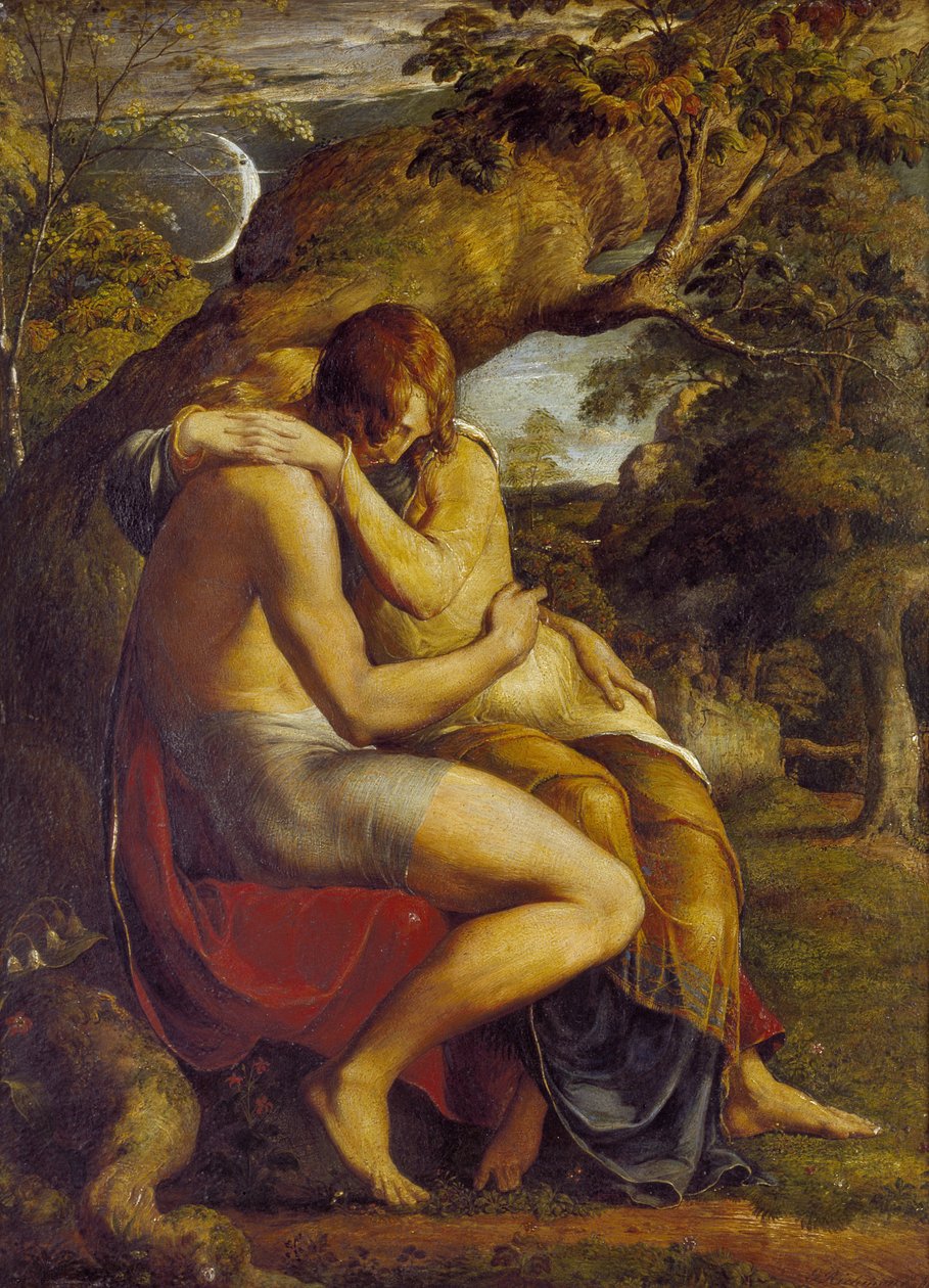 Erotuksen aattona, 1830 (öljy ja vesivärit paneelissa) tekijältä George Richmond