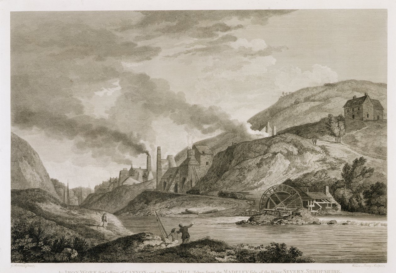 Rautatyö tykin ja porausmyllyn valamiseen Severn-joen Madeleyn puolelta Shropshiren osavaltiosta, kaivertanut Wilson Lowry (1762-1824) 1788 tekijältä George Edward Robertson
