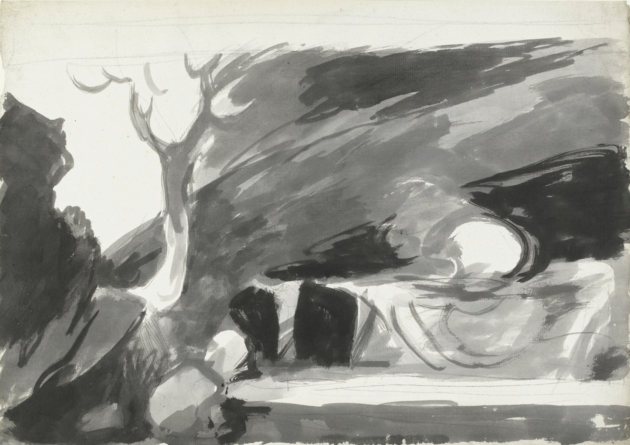 A Foregathering of Witches, 3 (wc pesulla ja musteella grafiitin päällä paperilla) tekijältä George Romney