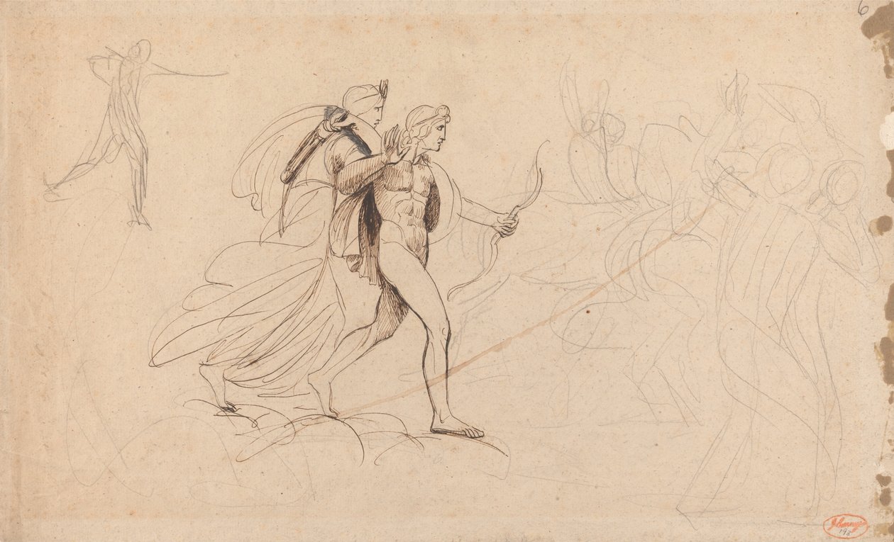 Apollo ja Diana elokuvasta Niobes -lasten tuhoaminen tekijältä George Romney