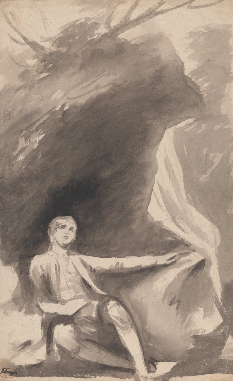 Poika istuu kiven alla tekijältä George Romney