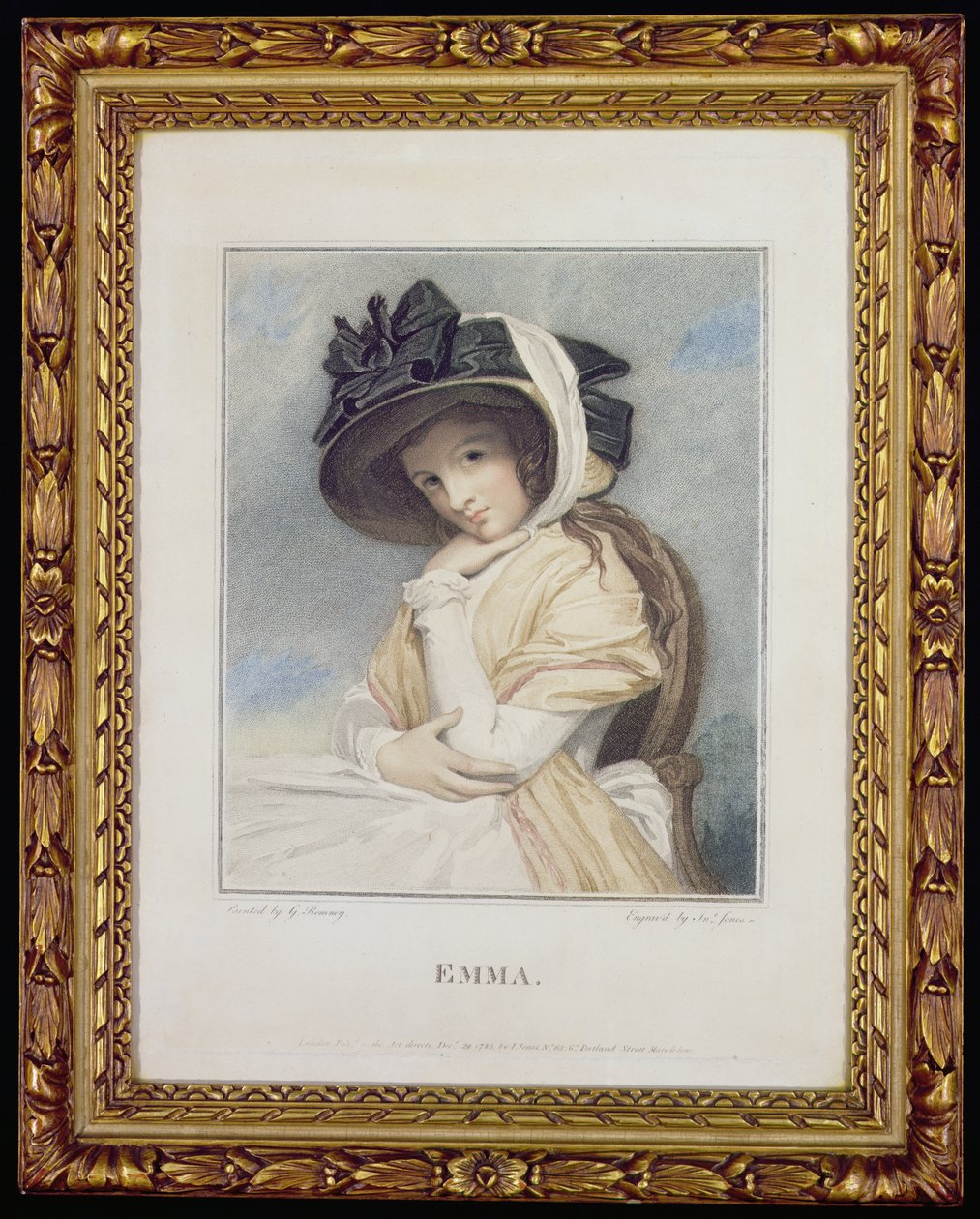 Emma, kaiverrettu ja pubi. John Jones (n. 1745-1797), 1785 (pistekaiverrus) tekijältä George Romney