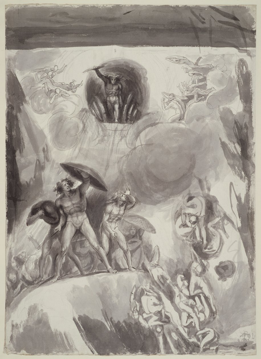 Kapinallisten enkelien syksy, 1790 (kynä ja muste wc:llä kynällä paperilla) tekijältä George Romney