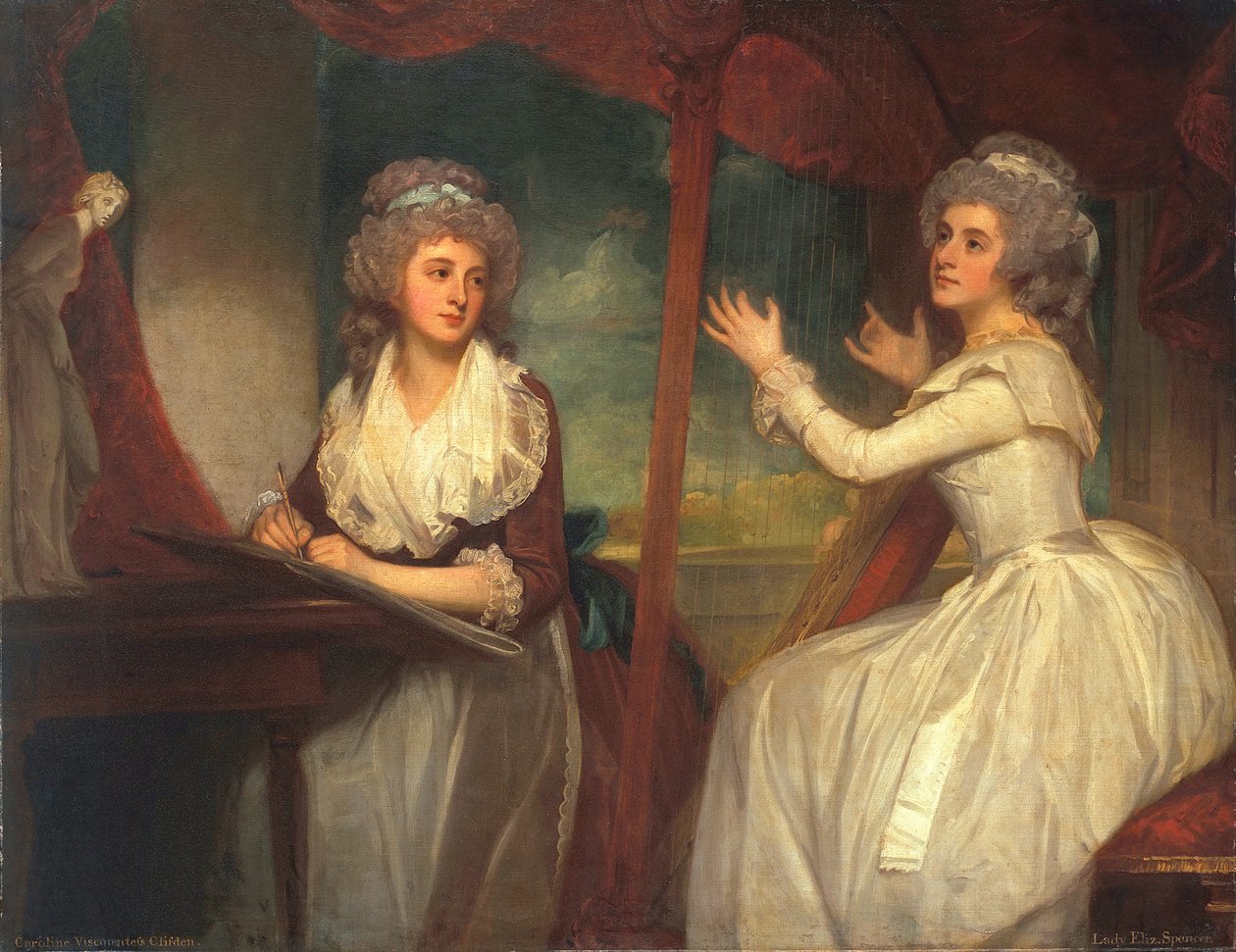 Lady Caroline Spencer, myöhempi varakreivitär Clifden, ja hänen sisarensa Lady Elizabeth Spencer, 1786-92. tekijältä George Romney