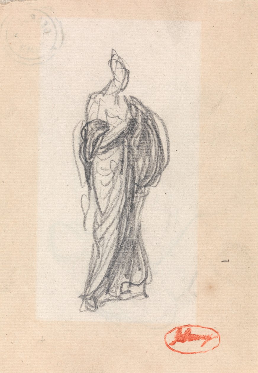 Seisova nainen klassisilla verhoilla tekijältä George Romney