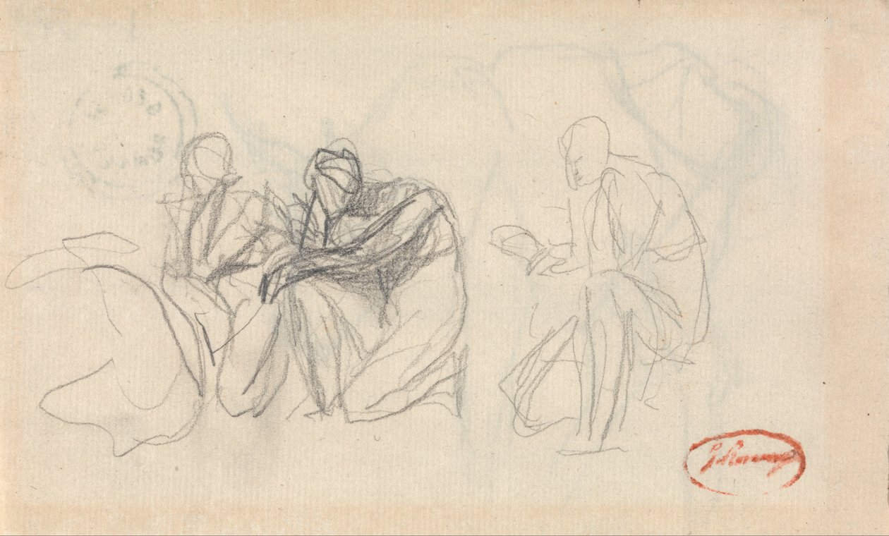 Kolme polvillaan olevaa hahmoa tekijältä George Romney