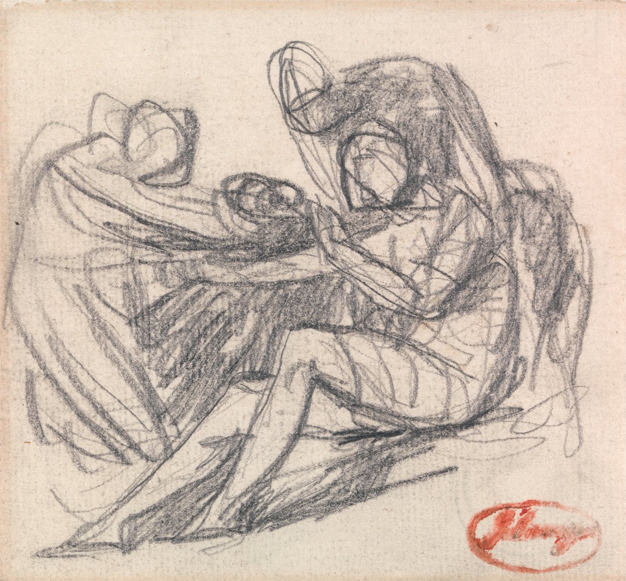 Kaksi hahmoa istuvan hahmon avuksi tekijältä George Romney