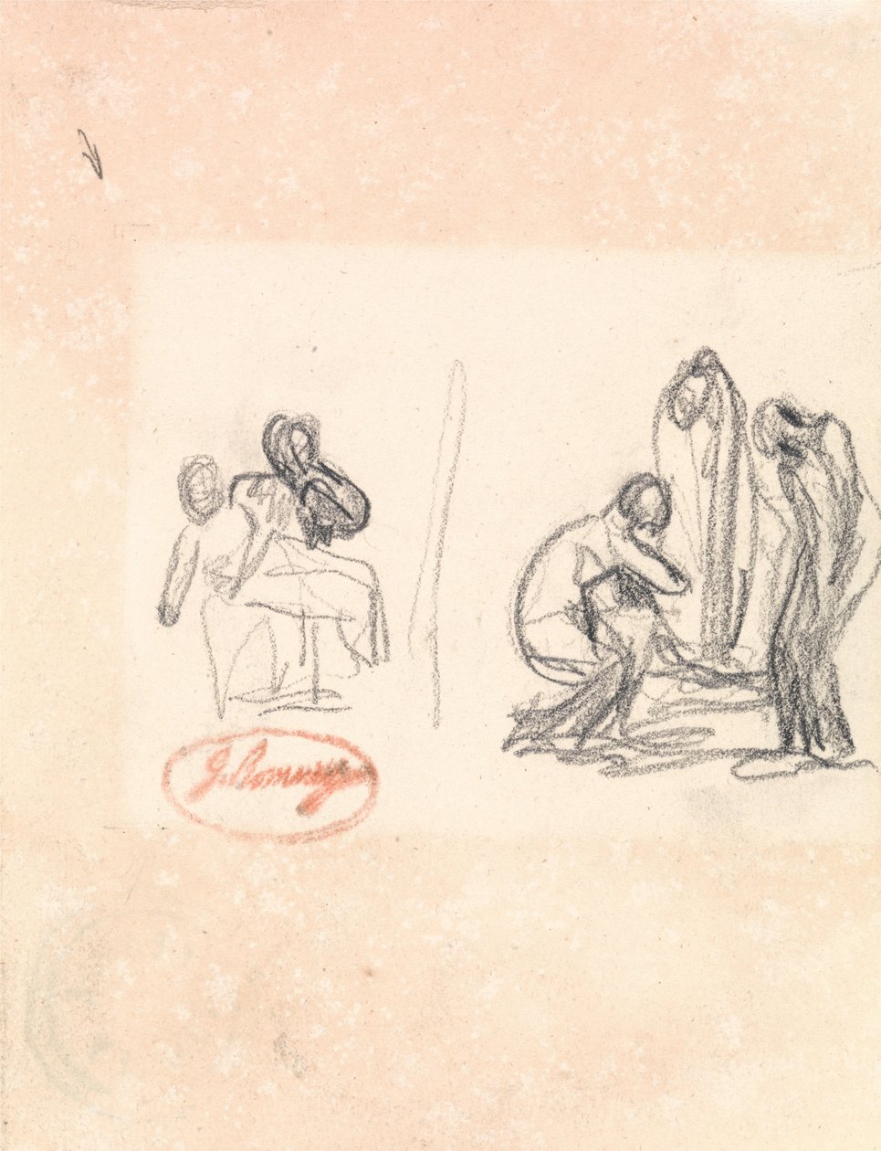 Kaksi luonnosta lapsista leikkimässä tekijältä George Romney