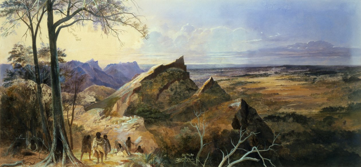 Aboriginaalit Australian maisemassa tekijältä George Rowe