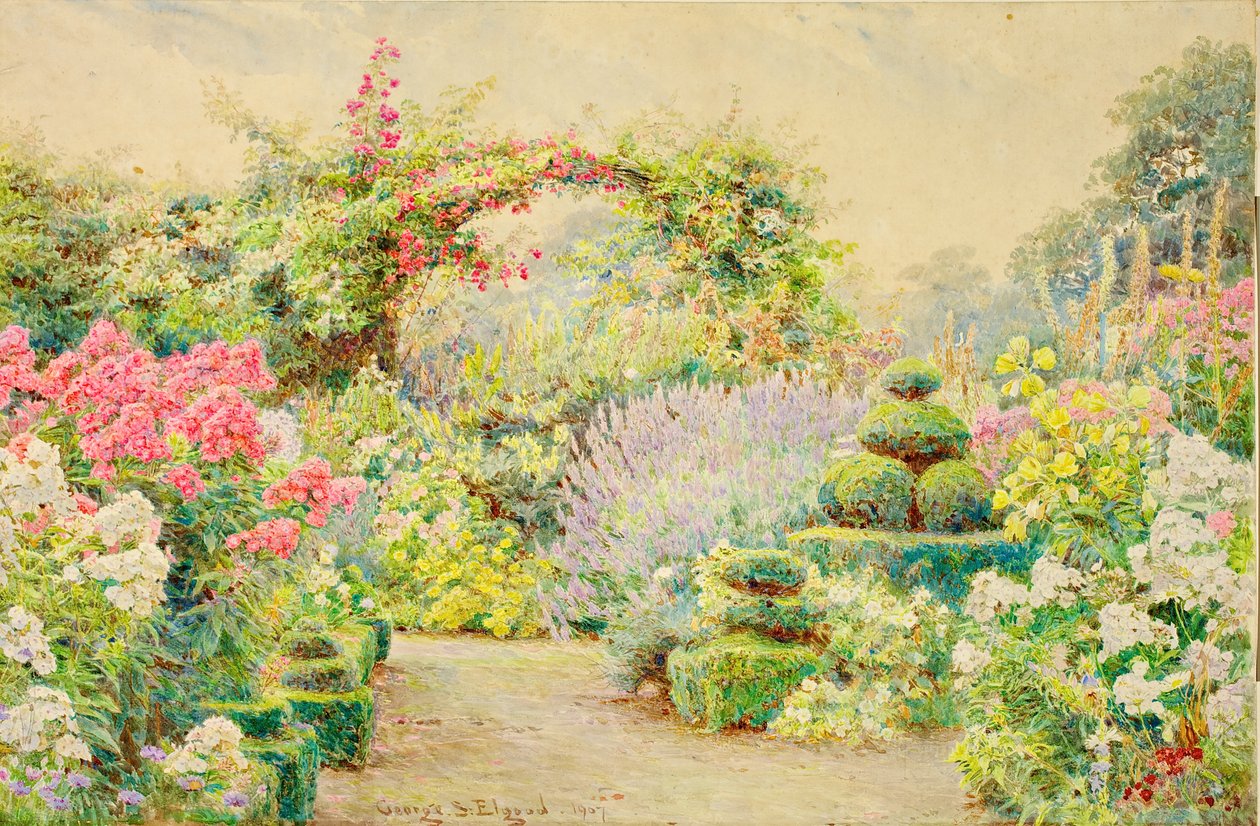 Roundscliffe, puutarha Leicestershiressä, 1907 tekijältä George Samuel Elgood
