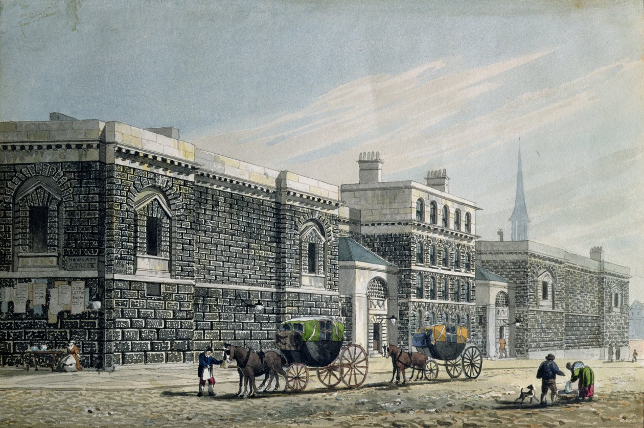 West View of Newgate, n. 1810 tekijältä George Shepherd