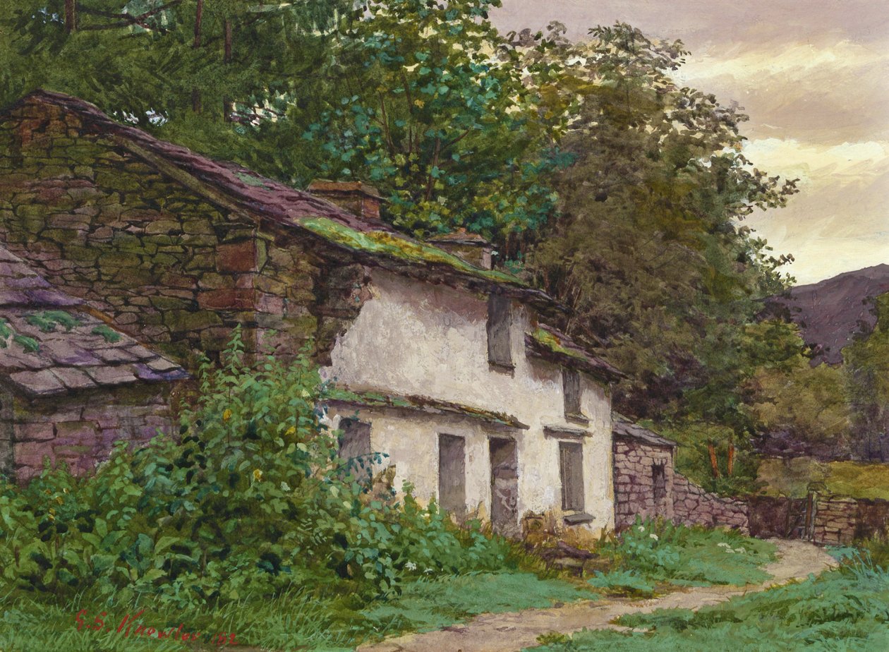 Easedalen mökki, 1882 (guassi ja wc paperilla) tekijältä George Sheridan Knowles