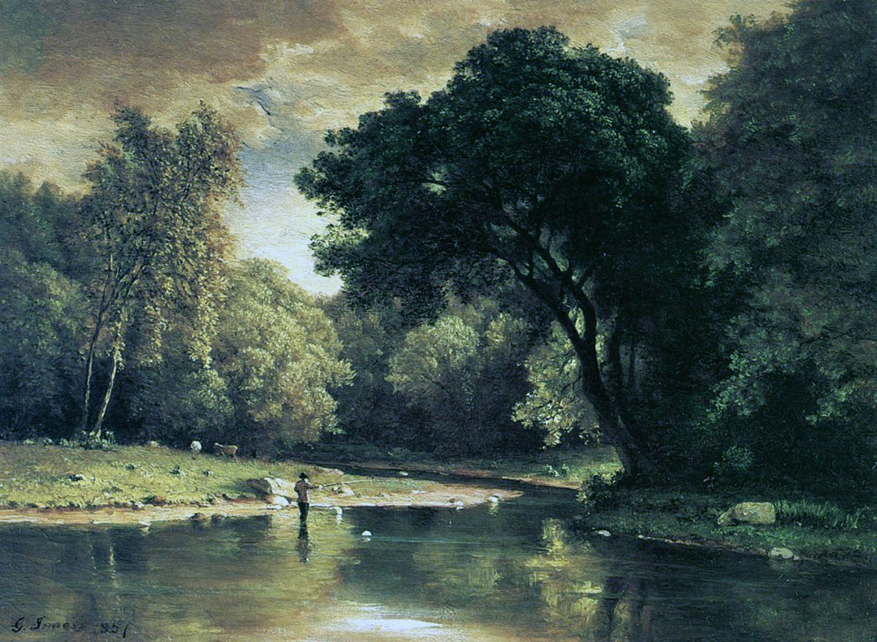 Kalastus purossa, 1857 tekijältä George Inness