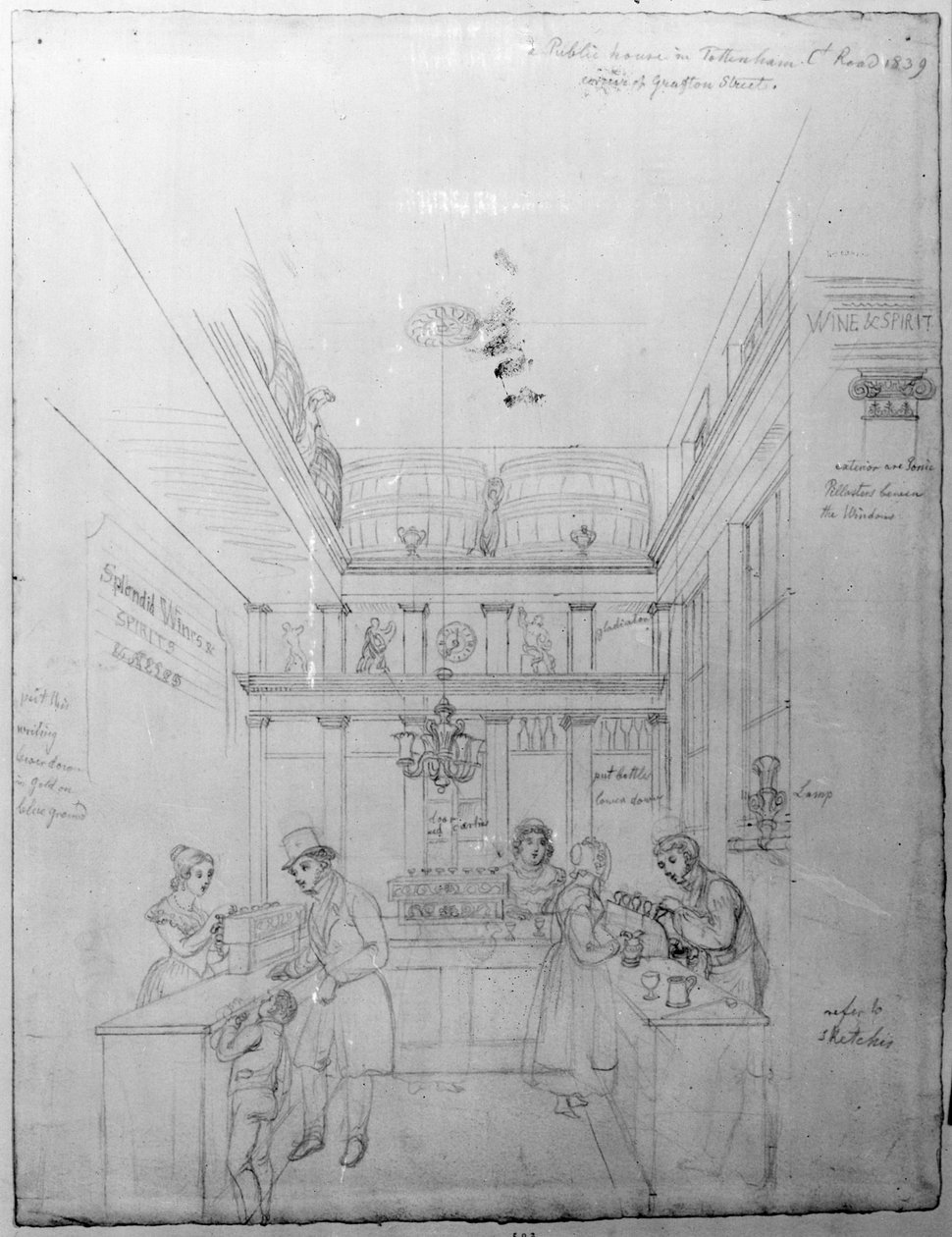 Lontoon viinakauppa, 1839 tekijältä George Snr Scharf